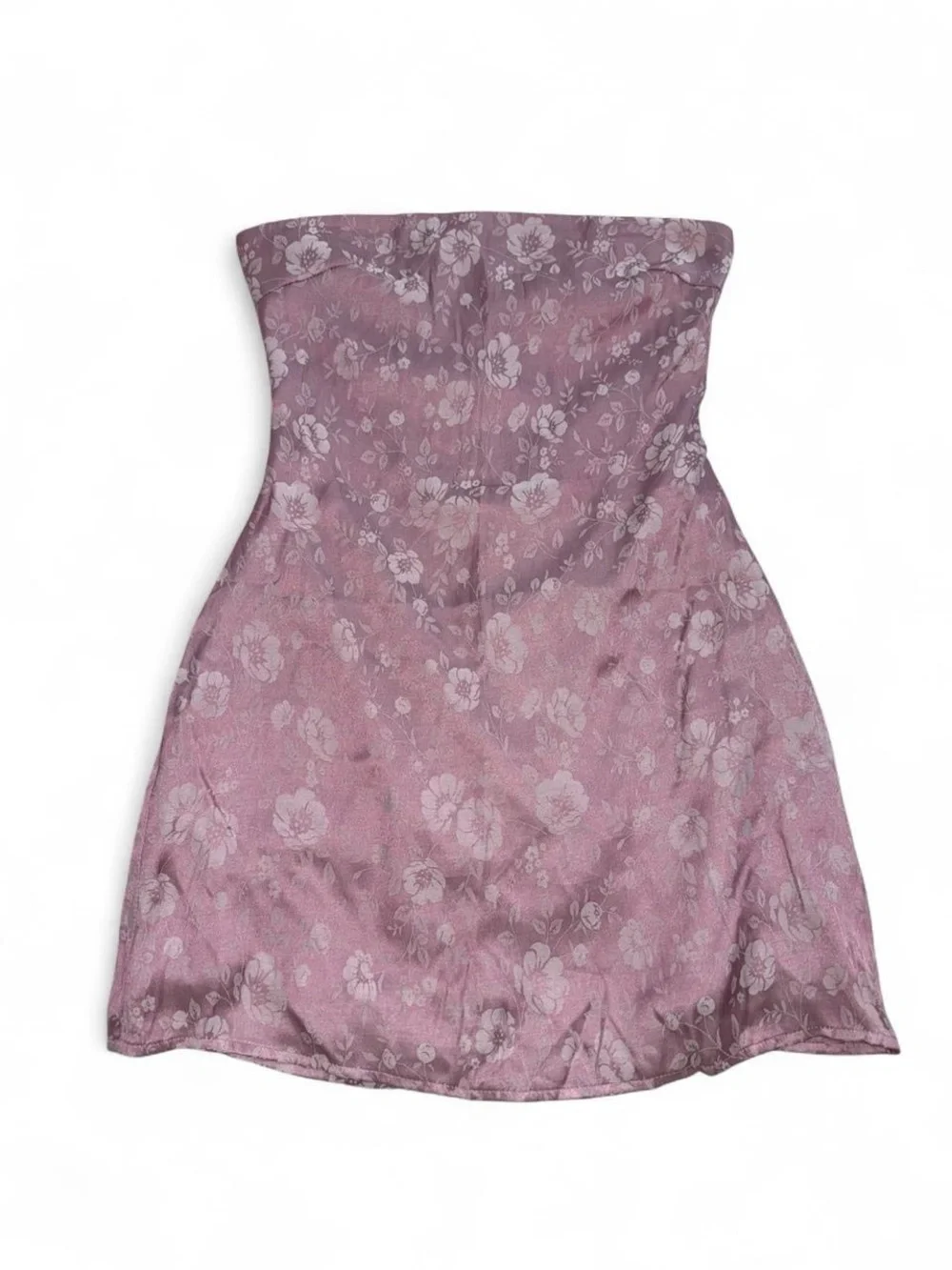 Princess Polly Strapless Pink Floral Jacquard Mini Dress